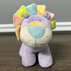 Babies R Us Lion Plush Stuffed Animal Toy Pastel Rainbow Mane Purple